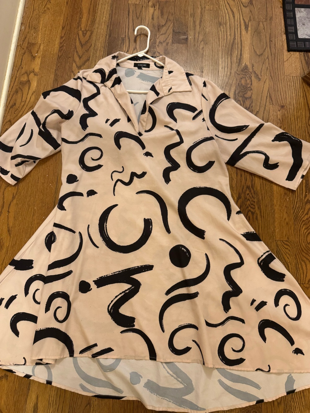 chicme Blush and Black Brushstroke Top